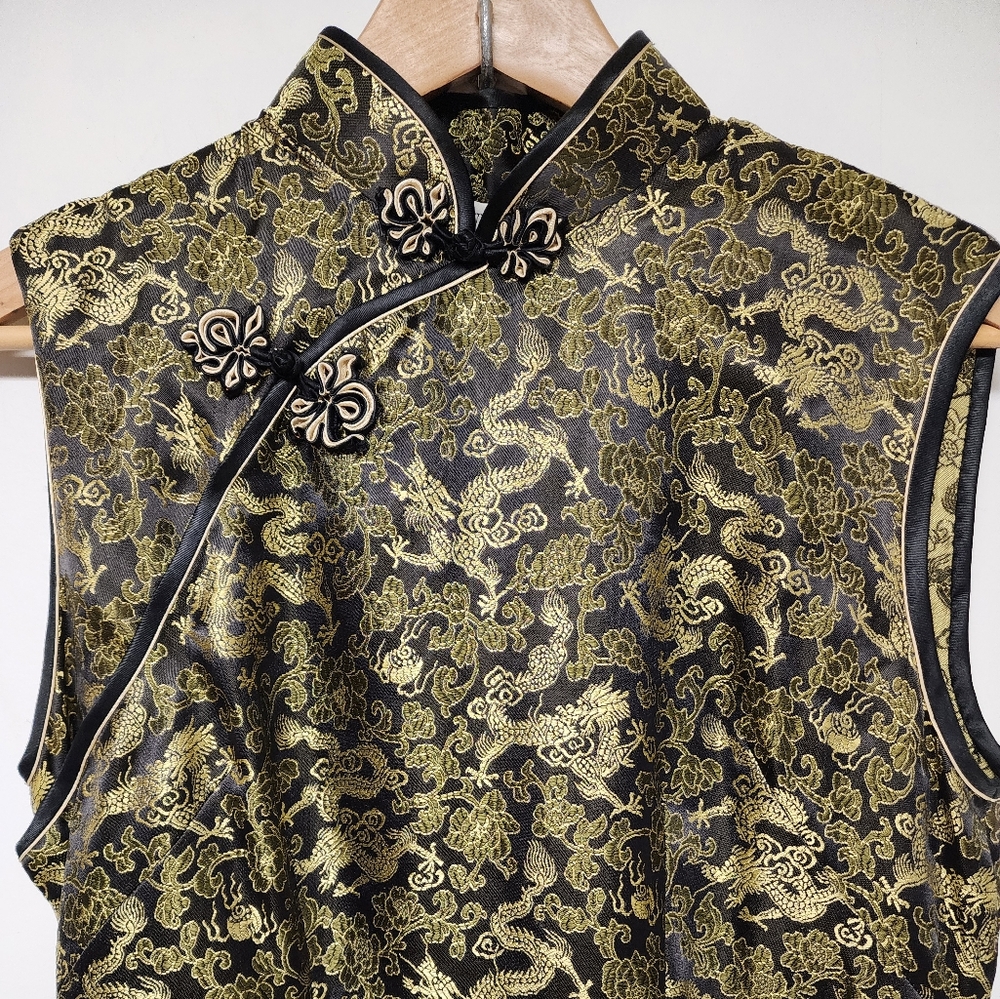 Vintage Asian Dragon Dress 90s Bohemian Festival Goth Alternative Halloween